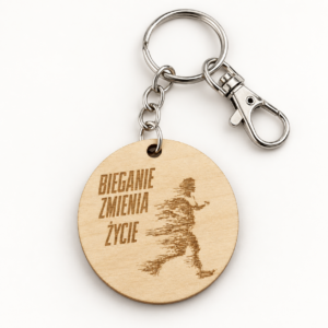 Drewniany breloczek „Bieganie zmienia życie”